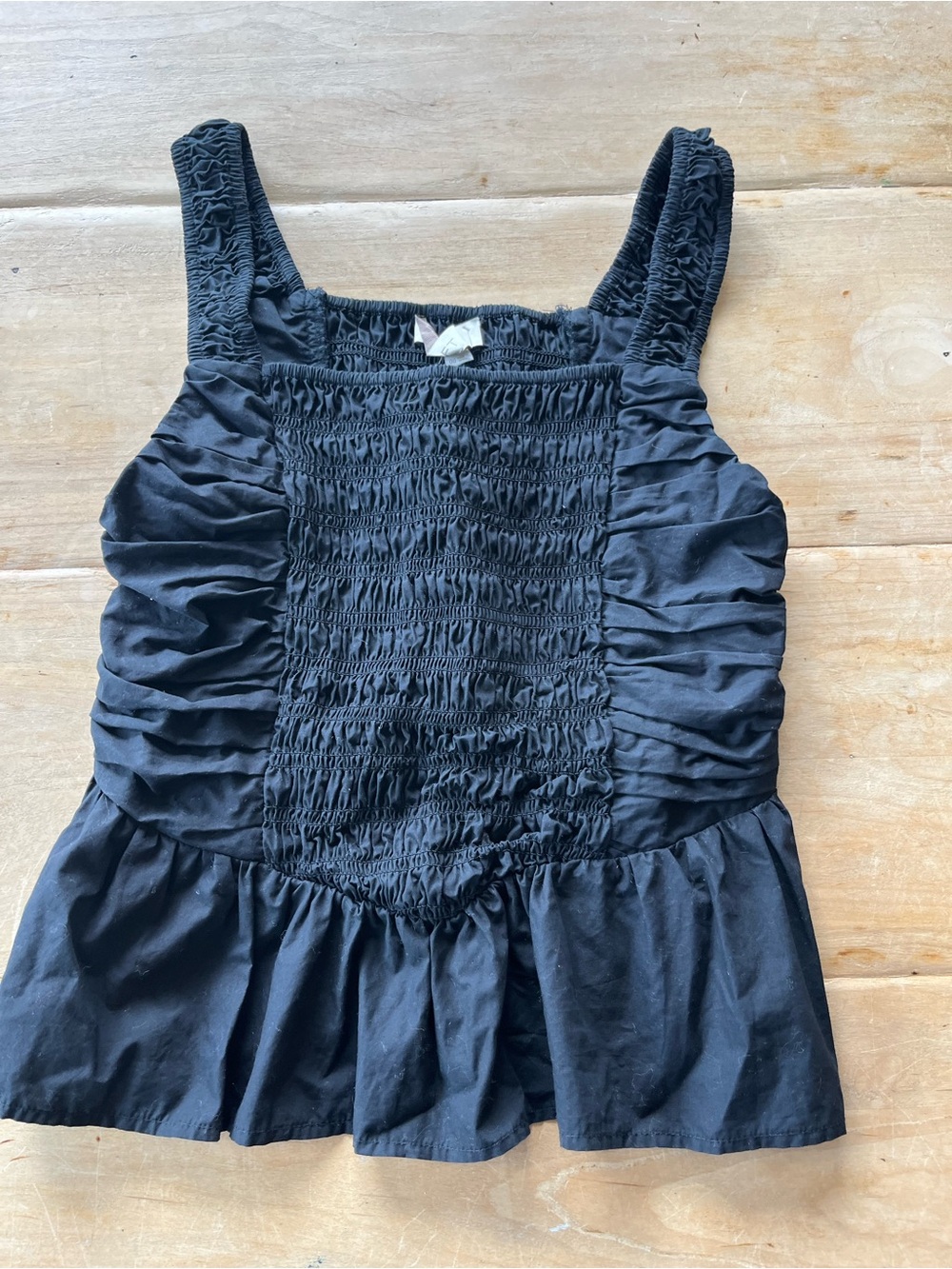 LOFT Black Ruched Peplum Tank Top